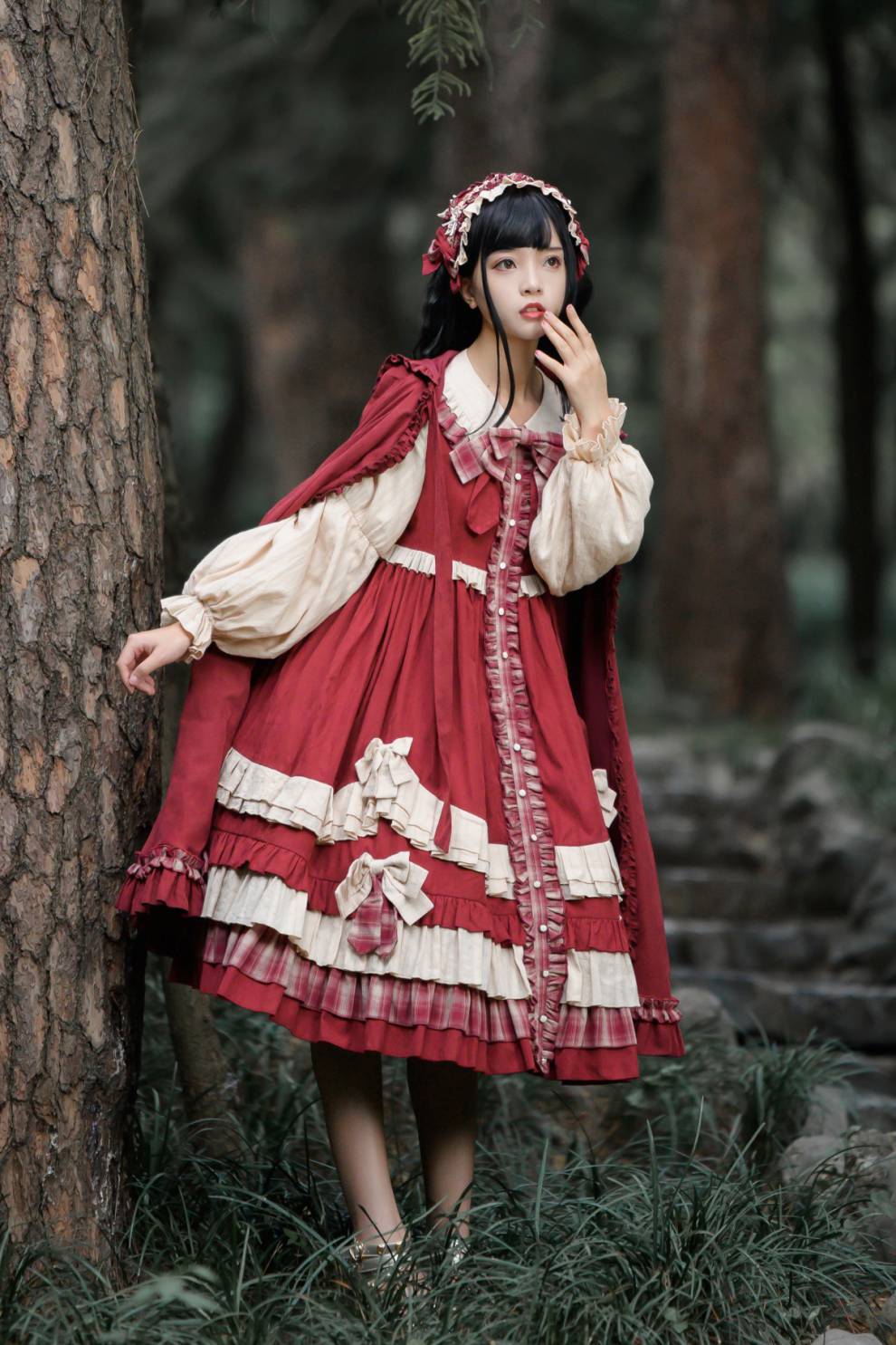 小红帽洛丽塔 正牌洋装小红帽套装少女儿童ita现货lo裙秋冬女童 小