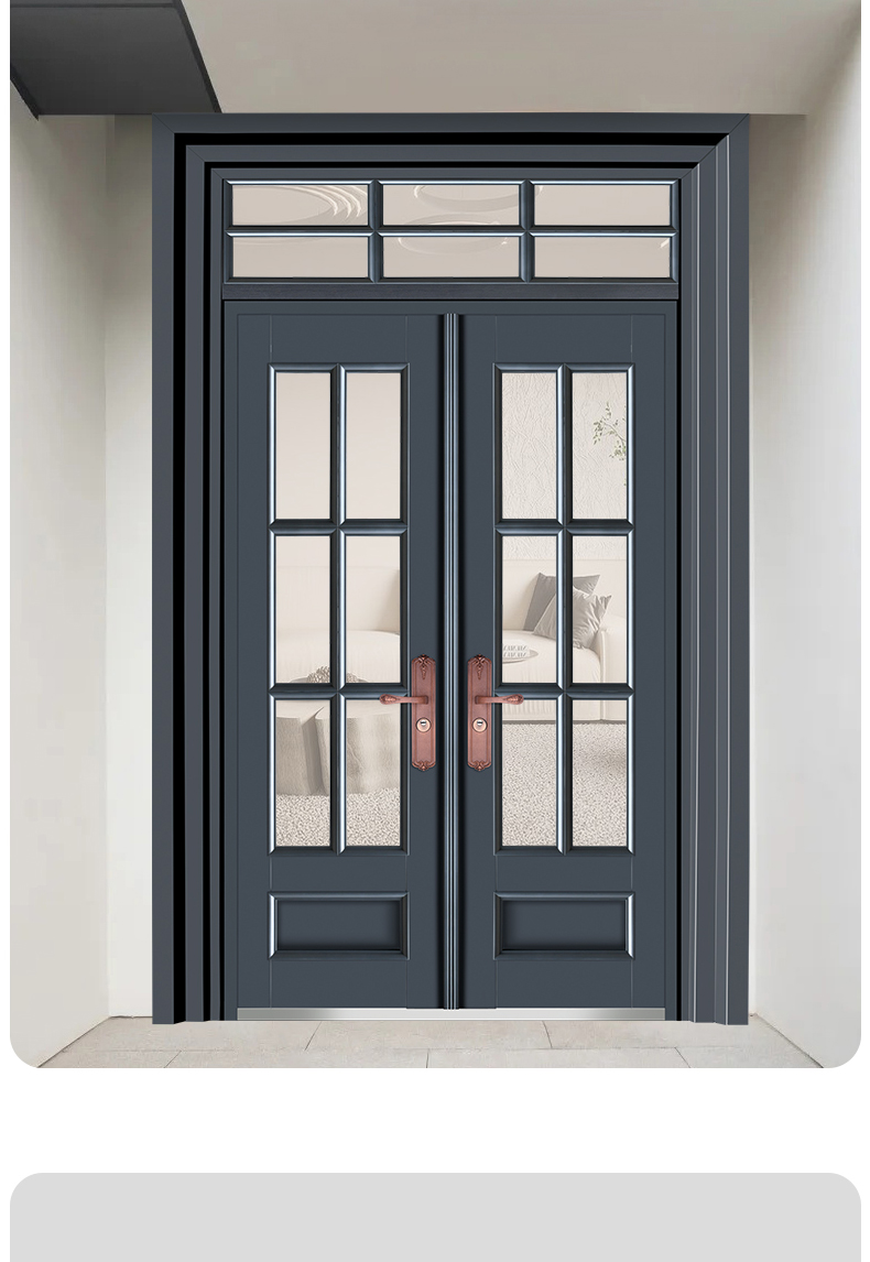 庭院大门别墅门 别墅大门乡村庭院双开门农村自建房入户玻璃门进户门