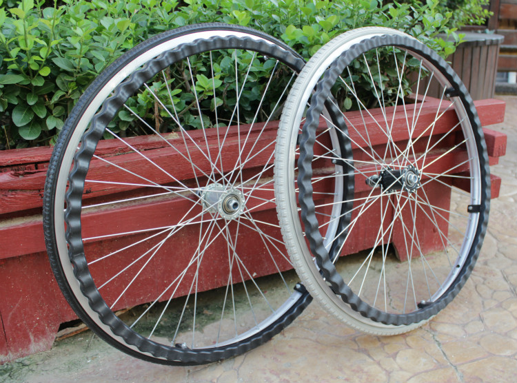 轮椅配件后轮实心胎24寸总成手推圈轮椅车轮子老年车充气后大轮 16寸