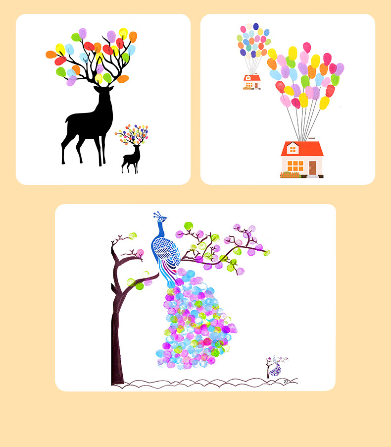 手指印画画册儿童手指印天使画画图册幼儿园手掌点画玩具印泥绘画工具