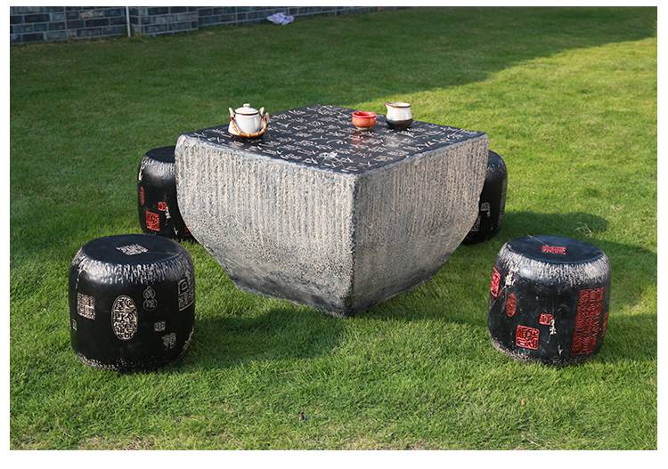 象棋桌室外 石桌石凳庭院花园室外户外桌休闲仿石头茶桌茶几象棋桌