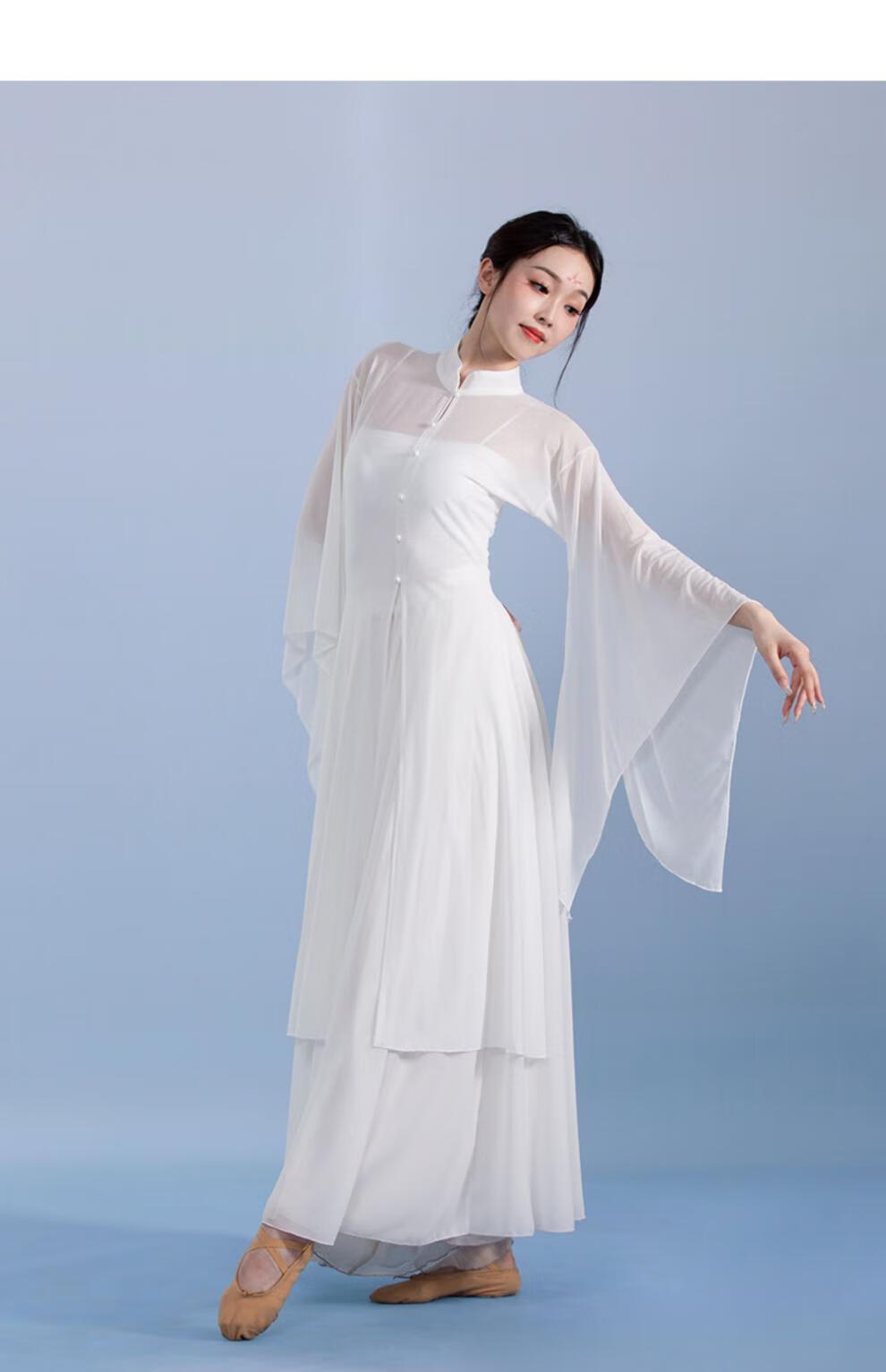 舞舞蹈服表演服式旗袍白蛇国风上衣长款超仙纱衣古典舞网纱身韵服古风