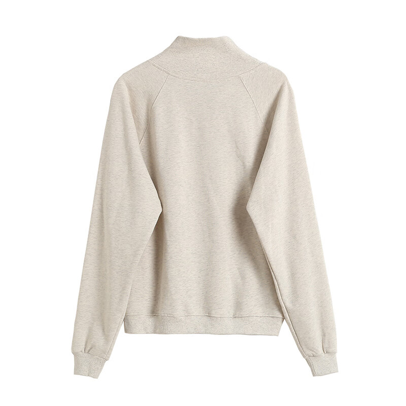 dererty p0lo领拉链卫衣复古风字母宽松减龄刺绣毛圈流行大翻领女式