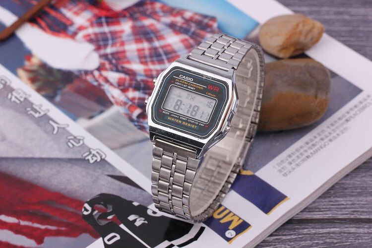 卡西欧(casio)sio小方块手表同款时尚a159w原素风金属表带wr 土豪金