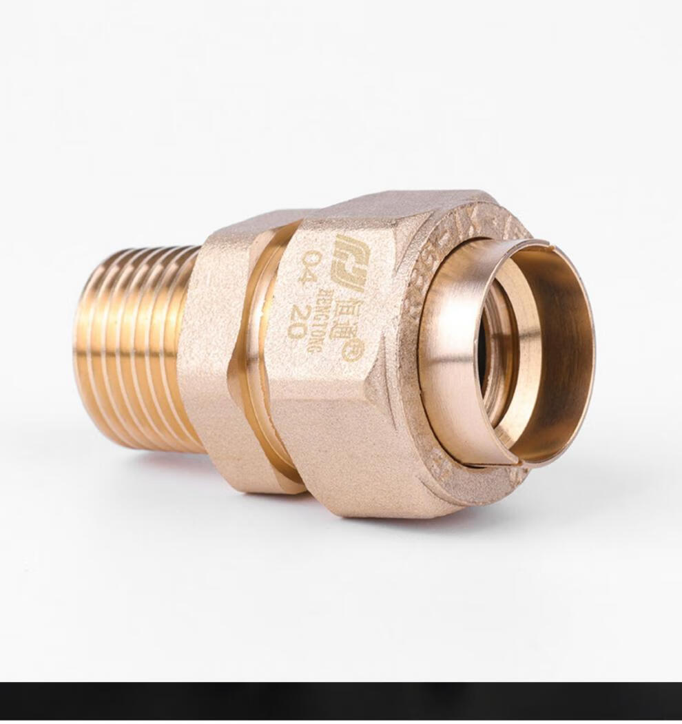 燃气波纹管接头配件杭州4分6分金属波纹燃气管加厚铜外螺纹直通接头