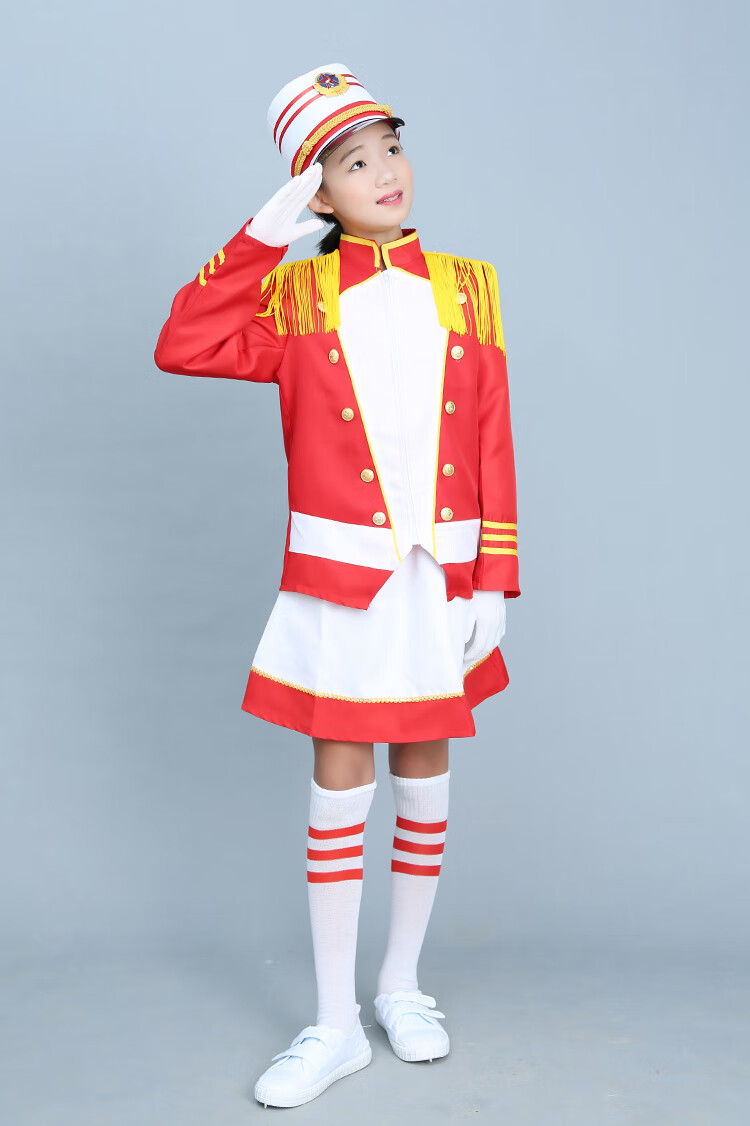 新款鼓号队服装中小学生鼓乐队服儿童仪仗队管乐队服少先队鼓号服 红
