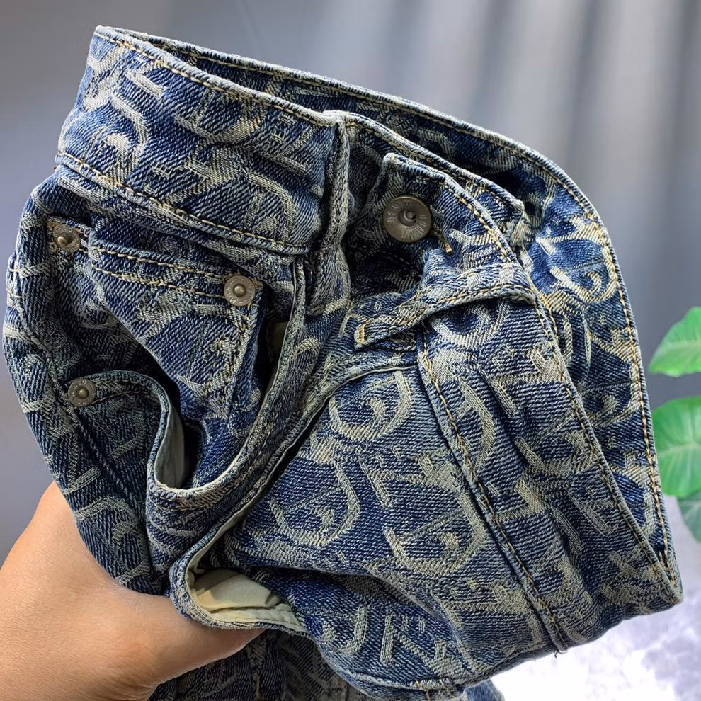 American Retro Full-print Denim Shorts Men's Summer Trendy Brand Handsome Casual Five-point Pants Teenagers Medium Pants, Blue-gray 28_mkmklike.com