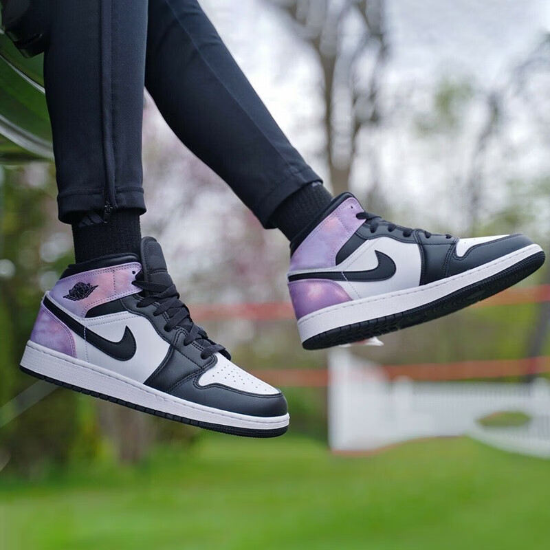 nike耐克()air jordan 1 aj1 mid白绿蛇纹薄荷绿扎染星空中帮篮球鞋