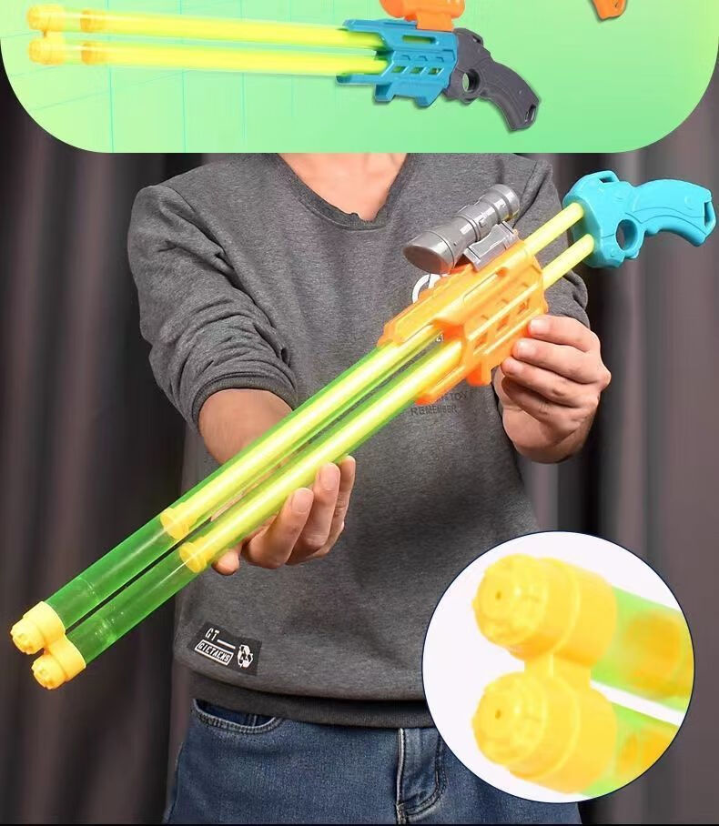 新型水枪儿童玩具喷水抽拉式加特林夏天打水仗喷滋漂流沙滩多孔头