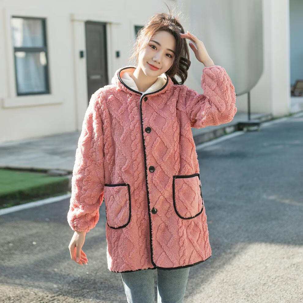 柏格伦冬天穿的加绒成人罩衣2022新款冬季棉罩衣外套女士大人加绒加厚