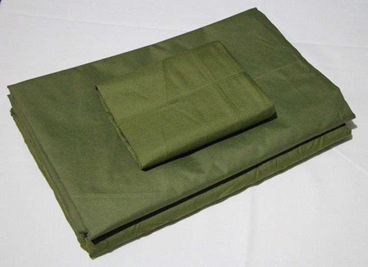 学生三件套学生军训宿舍单位单人纯色纯棉被套橄榄被罩床单三件套军