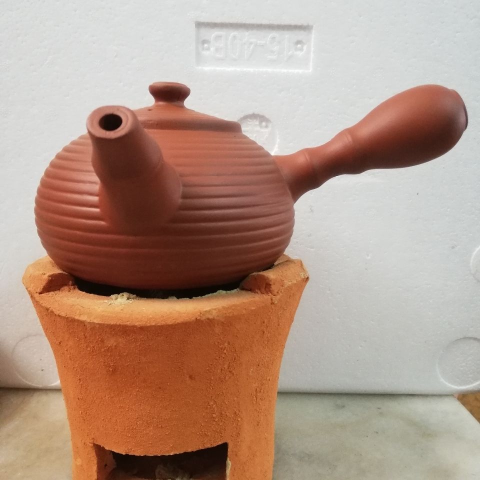 茶炉套装潮汕风炉潮汕茶壶工夫茶壶 圆形小茶炉 红色侧把壶组合【图片