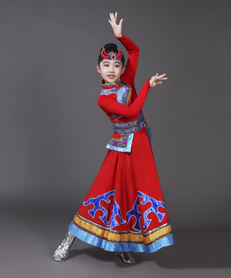 essui&co 新款幼儿园蒙古族女孩演出服装少数民族六一儿童蒙族舞蹈