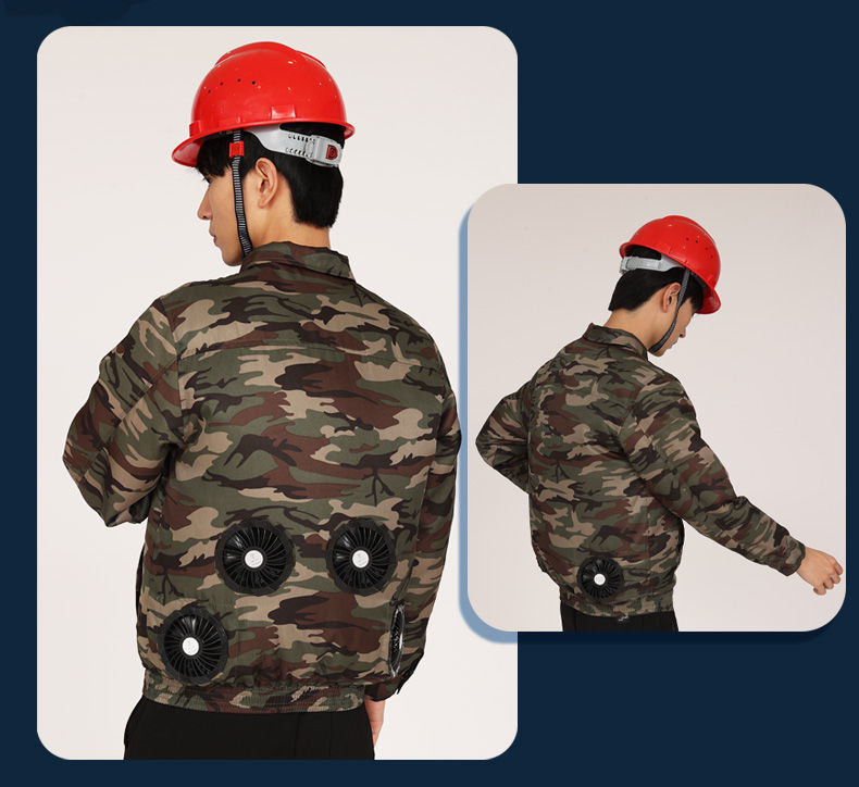 制冷防暑降温防暑劳保服男女工地风扇服 四个风扇浅灰2件衣服1套配件