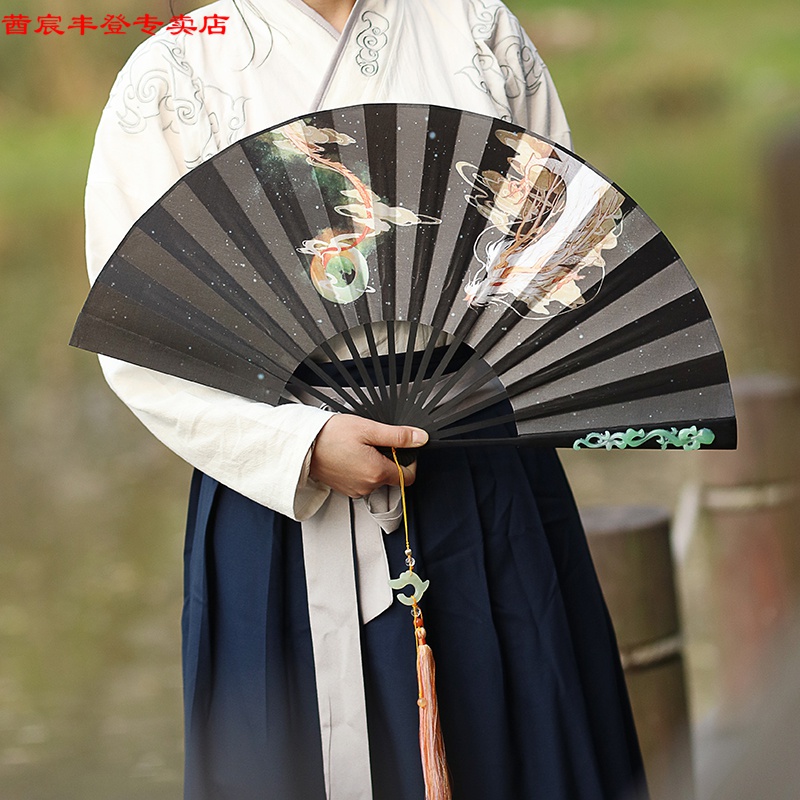 折扇男 折扇扇子男生霸气中国风古装复古大号折叠扇随身汉服配饰古风