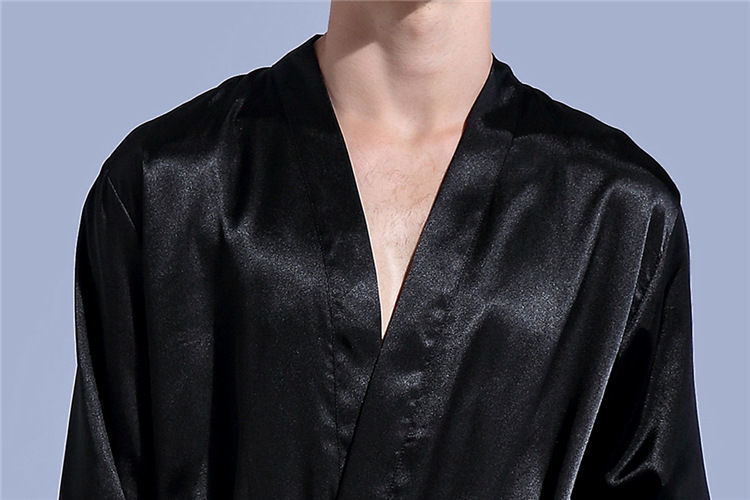 【特价捡漏】夏季男士浴袍冰丝睡袍黑色浴衣青少年男生薄款网红同款