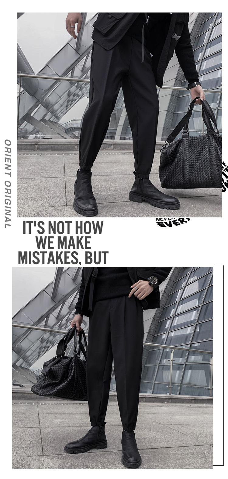 花花公子品牌痞帅束脚西装裤配马丁靴男裤子高街ins潮流百搭法式机能