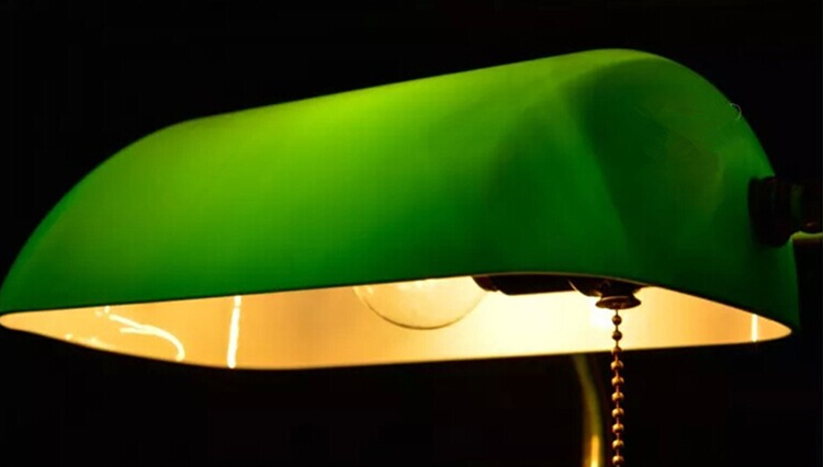 民国老上海银行绿色台灯卧室床头台灯 亚克力灯罩 珍珠黑配led灯泡