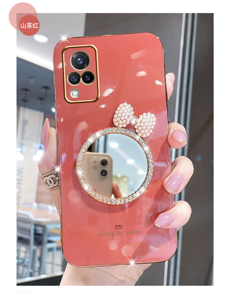 迅卡凡 蝴蝶结补妆镜vivos9手机壳维沃s九新款手机套vivos9镜头全包边