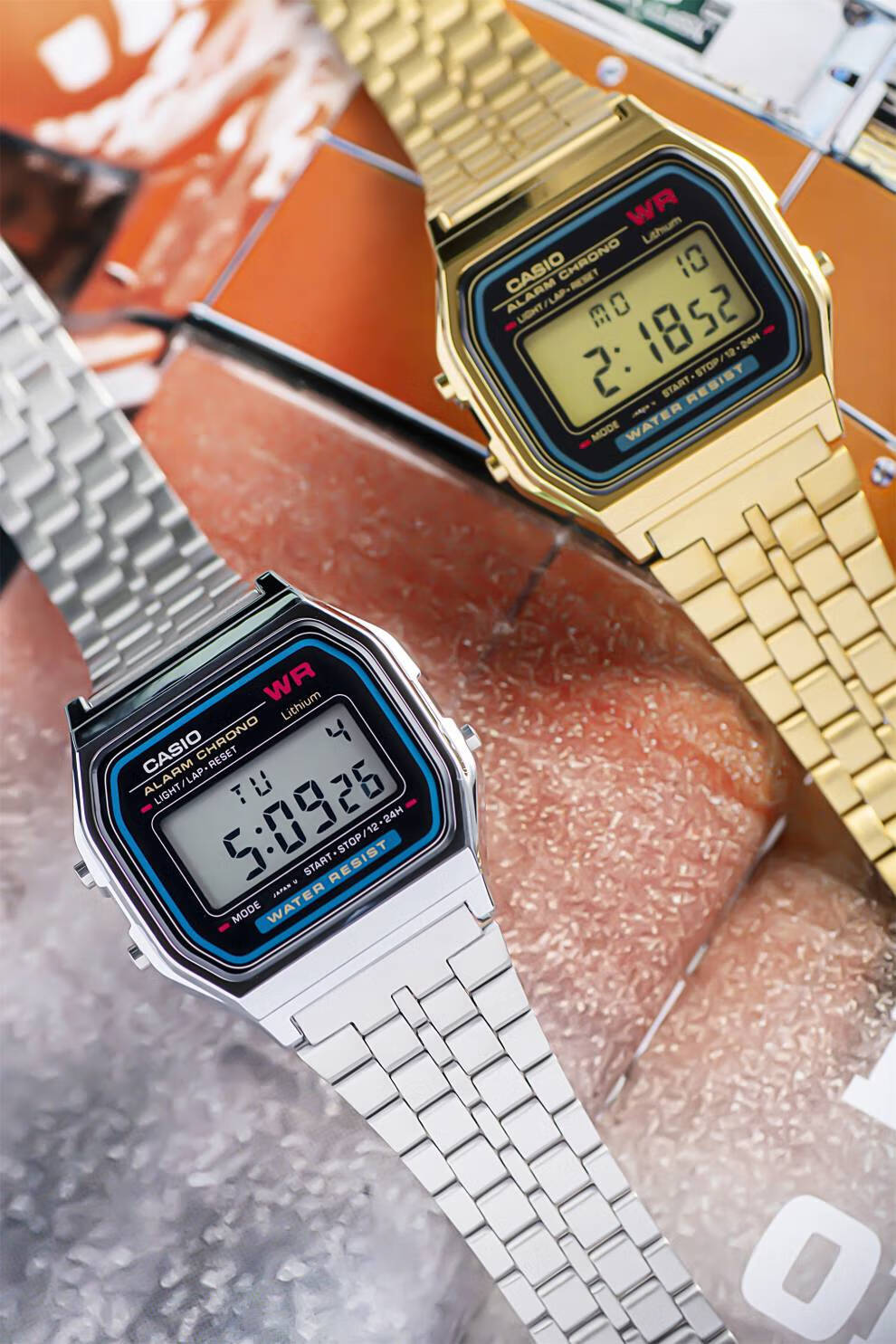 卡西欧(casio)小方表 a158wa a168手表男女复古经典小银表 a168wgg-1b