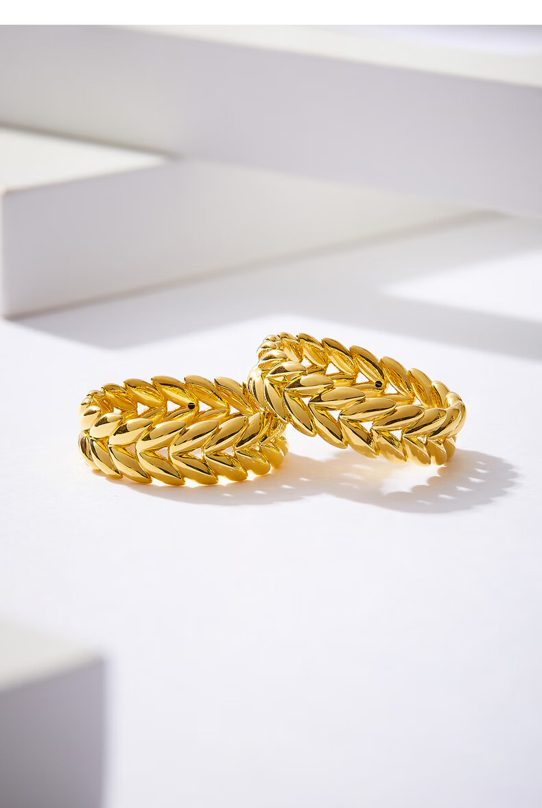 顾豪黄金稻穗戒指5d无氢足金 999百搭金圈尾戒女黄金戒指指环送礼 12