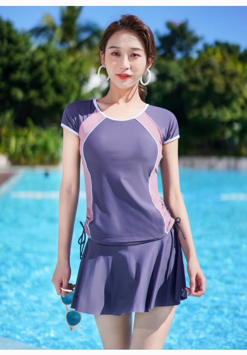 大人游泳衣 泳衣女夏分体式学生2022性感显瘦遮肚游泳衣大码运动泳装