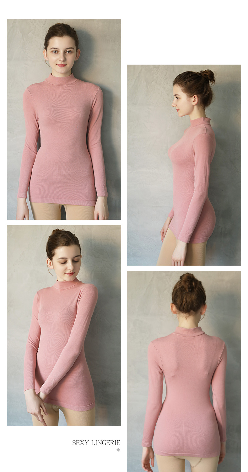 南极人保暖内衣女上衣中高领薄款加中厚绒长袖紧身打底棉毛衫秋衣