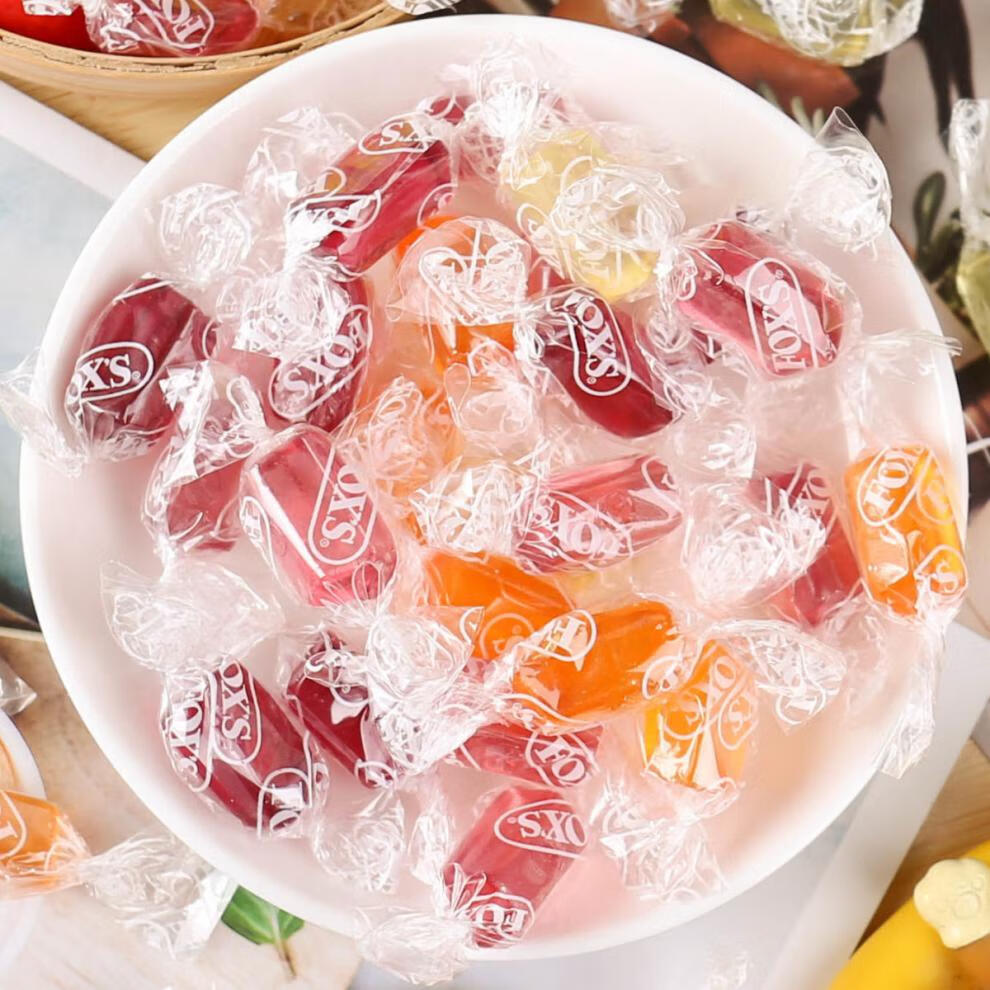 印尼进口foxs水晶糖水果味硬糖罐装柠檬黑加仑草莓味水果糖小零食 杂