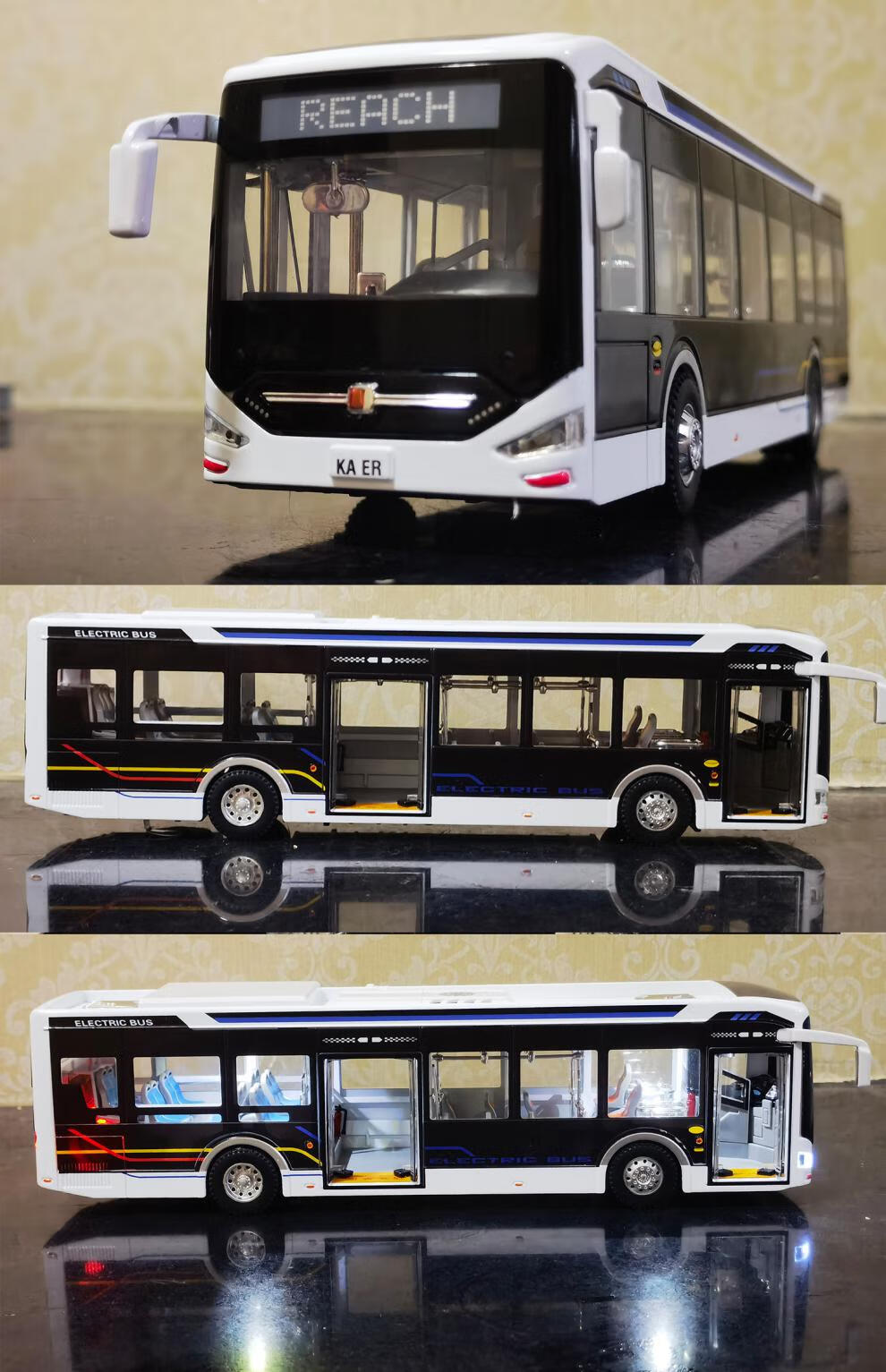 1:42宇通客车模型黑金刚巴士新款纯电动城市公交车中通玩具车定制