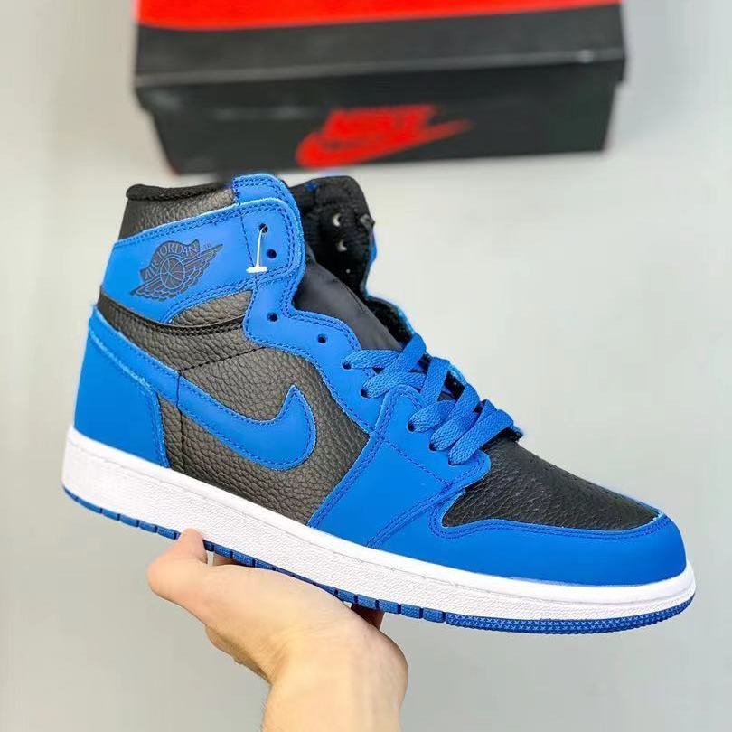 aj1黑曜石北卡蓝aj男鞋女鞋乔1倒钩黑红脚趾烟灰兔八哥高帮篮球鞋 蓝