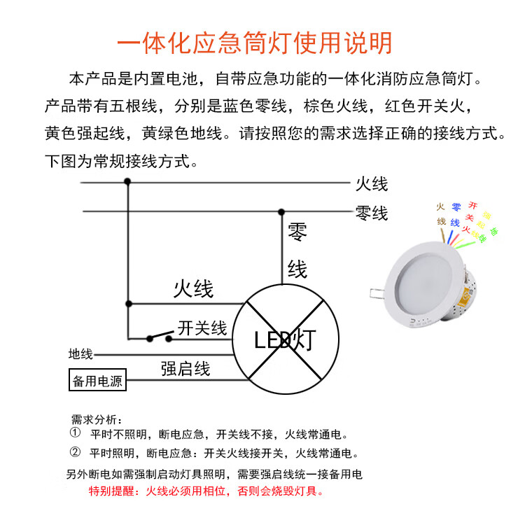消防应急灯筒灯led商通道一体化嵌入式暗装停电照明应急电源吸顶zz