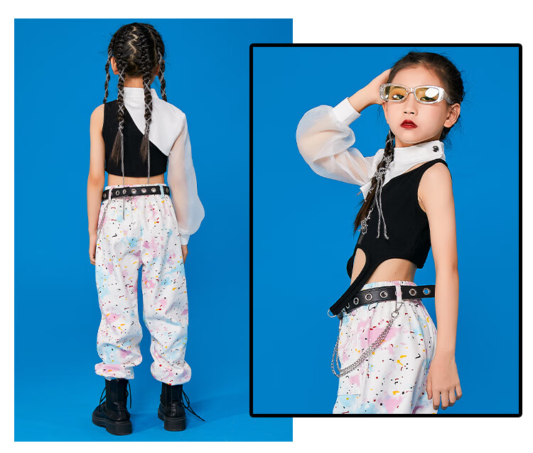 女童走秀模特t台服装赛博朋克科技感潮服t台网红套装儿童爵士舞街舞
