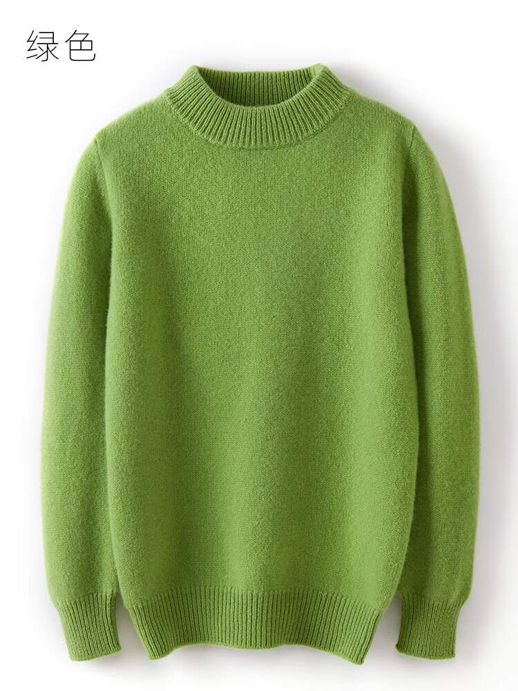 半高圆领女童装秋冬男童套头宝宝纯色双股加厚羊毛 浅灰【轻薄单股】