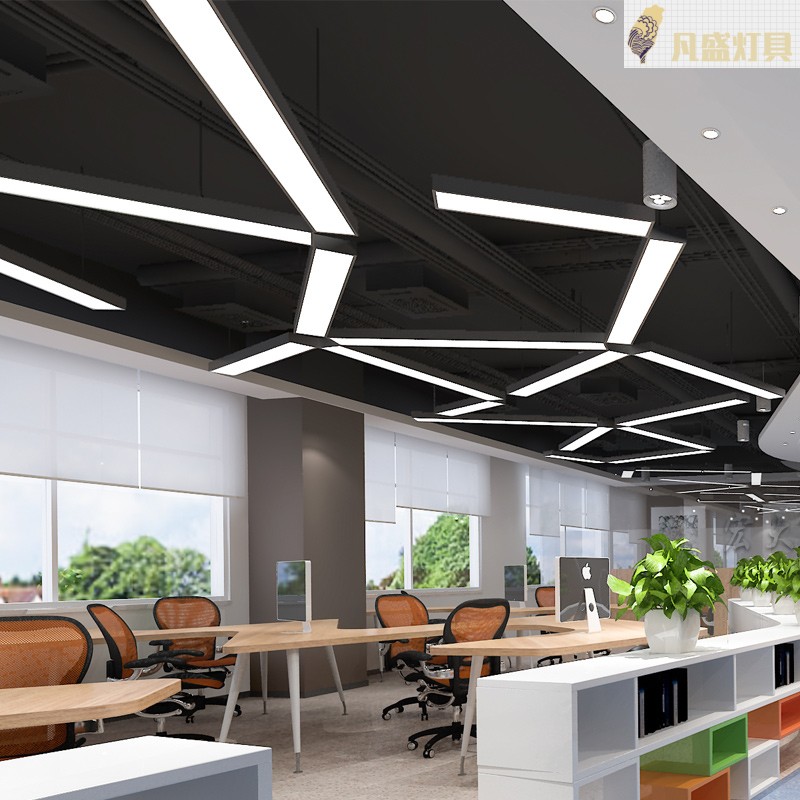 办公灯吊灯创意办公室长条商场会议室拼接造型铝方通照明灯具j 圆角1.