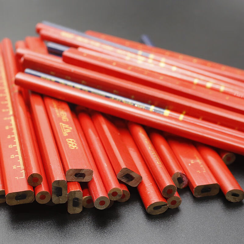 致仕(zisiz) 档案(st)木工铅笔工地笔木工专用粗芯黑色红色蓝色椭圆扁