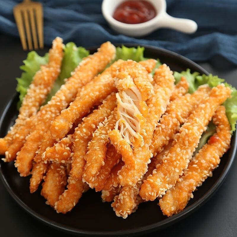 雪花鸡柳无骨鸡柳鸡柳条鸡排条雪花无骨鸡柳油炸食品商用900g 雪花