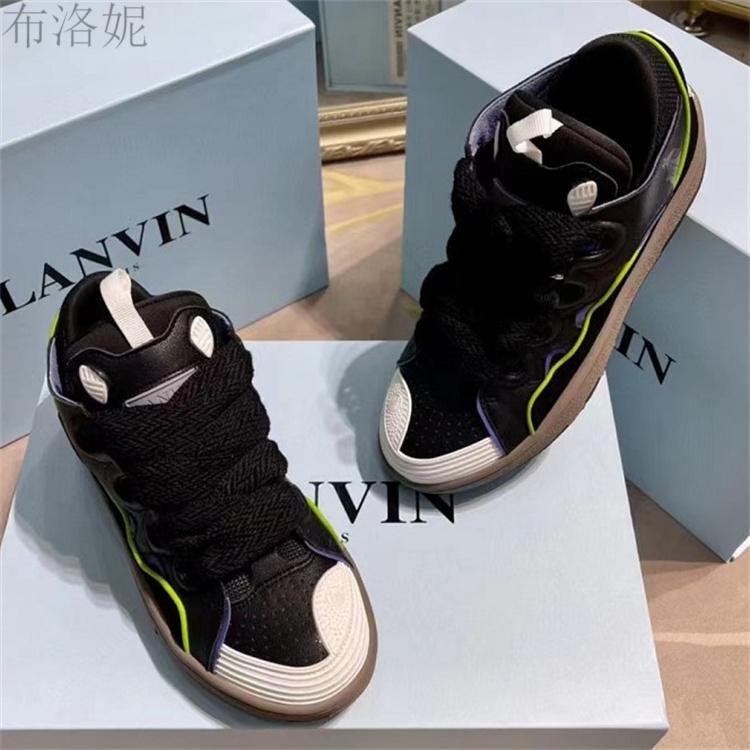 lanvin浪凡老爹鞋面包鞋男女2022新款真1皮情侣阿甘德训鞋拼色板鞋