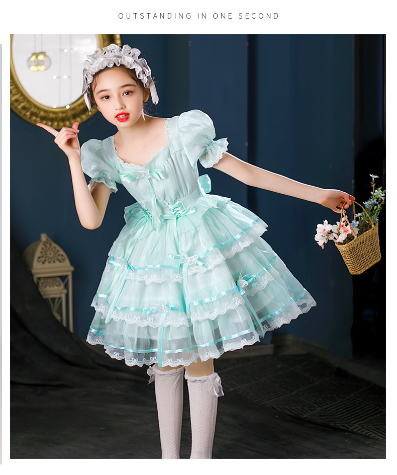 罗马圣仕(romess)洛丽塔公主裙女童夏季六一演出服儿童lolita生日连