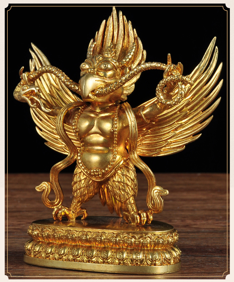 全铜金翅大鹏鸟摆件藏传佛教密宗佛像护法大鹏金翅鸟像佛堂摆设 大鹏