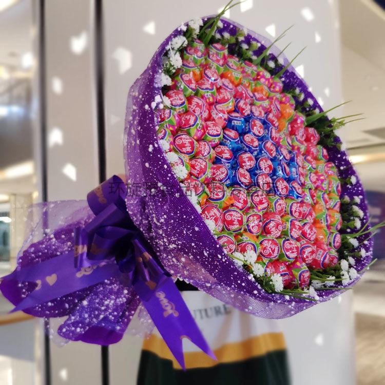棒棒糖花束99颗网红成品浪漫糖果真知棒棒糖花束礼盒含糖情人节女朋友