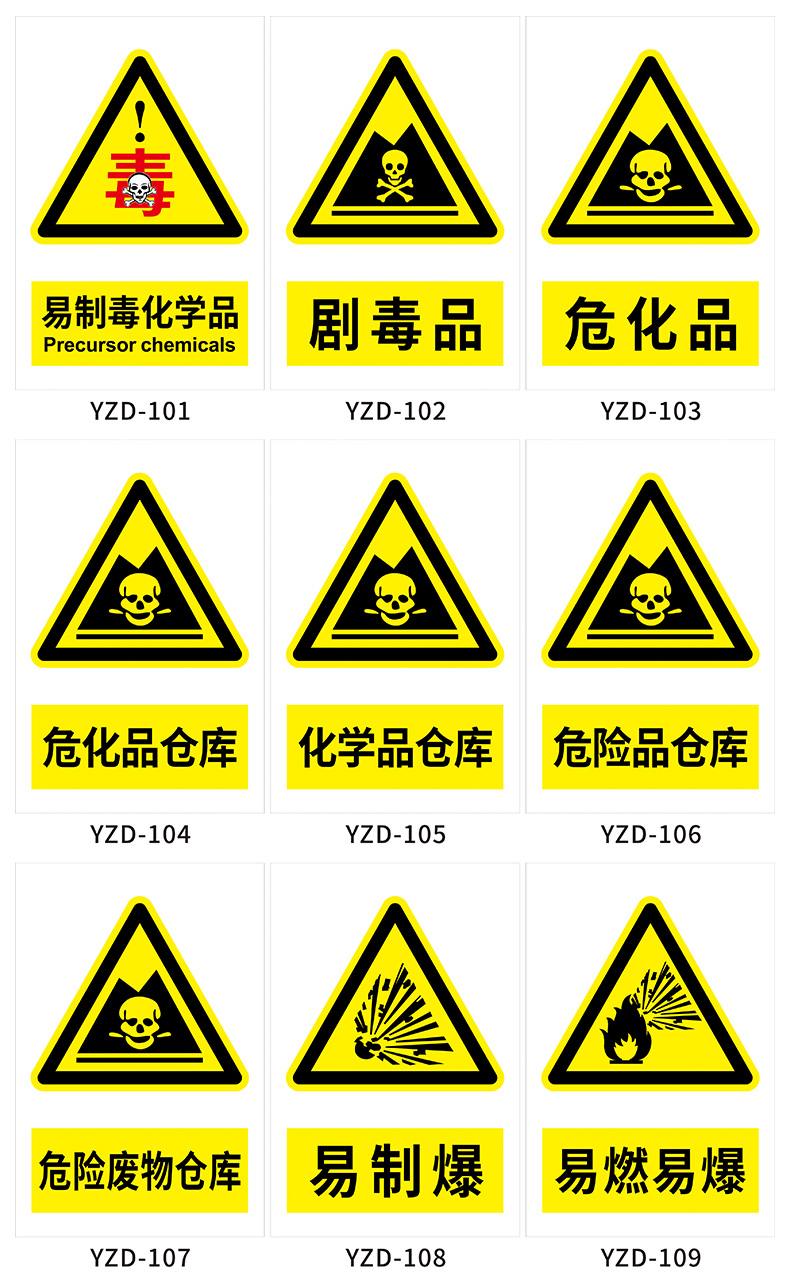 化学品仓库标识牌 存放处 严禁烟火 易制毒 存放区 警示牌 仓库 严禁
