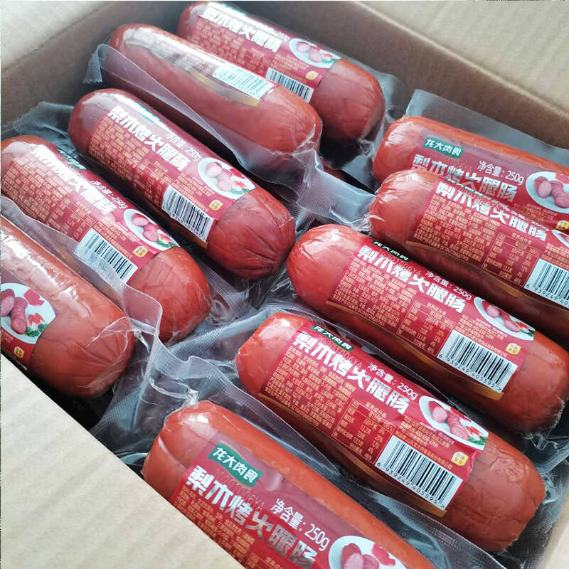 龙大肉食火腿肠250克根梨木烤火腿肠精肉里脊午餐肉开袋即食250克根6