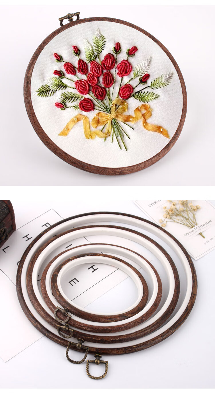 绣绷复古刺绣花绷子花撑子仿古绣圈绣框架画框展示椭圆形装饰绣棚