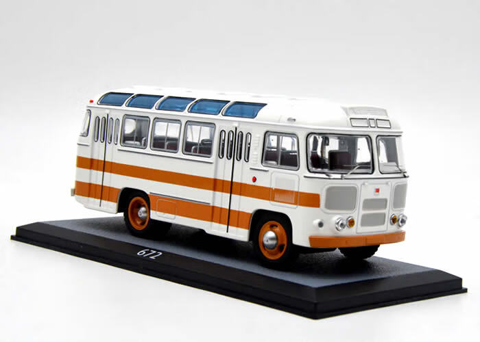 1968年俄罗斯巴士 672 公交车 客车 classic bus1:43汽车模型 桔色