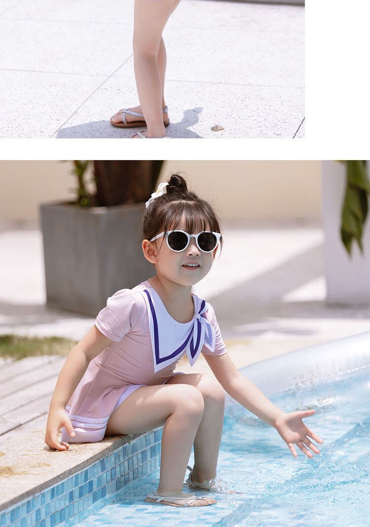 童仔豆3-9岁小孩子穿的女童泳衣儿童女孩小中大童泳装分体平角宝宝速