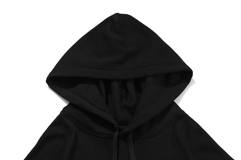 同款加绒卫衣刺绣爱心a字母宽松男女情侣上衣 黑色(连帽红心不加绒a)