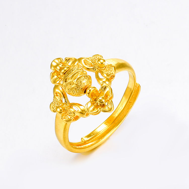 18k18k金戒指女镀黄18k金霸气男士开口戒指个性情侣指环 发字戒指