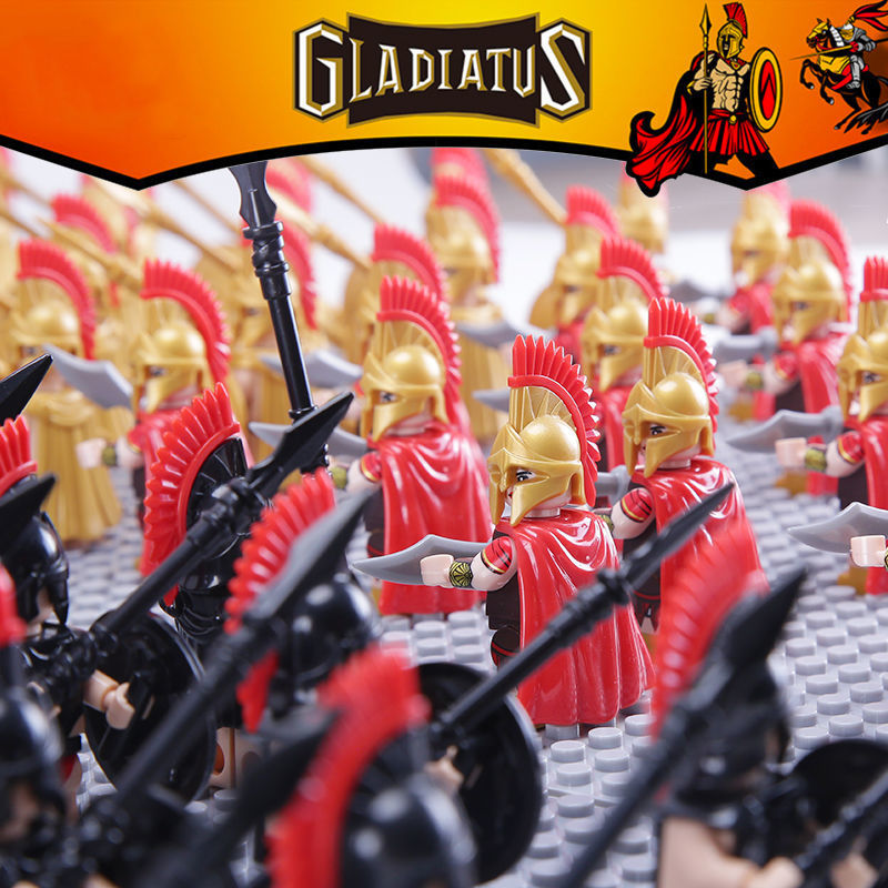乐高中世纪骑士积木人仔军团军事兵人战争英雄斯巴达罗马士兵生日礼物