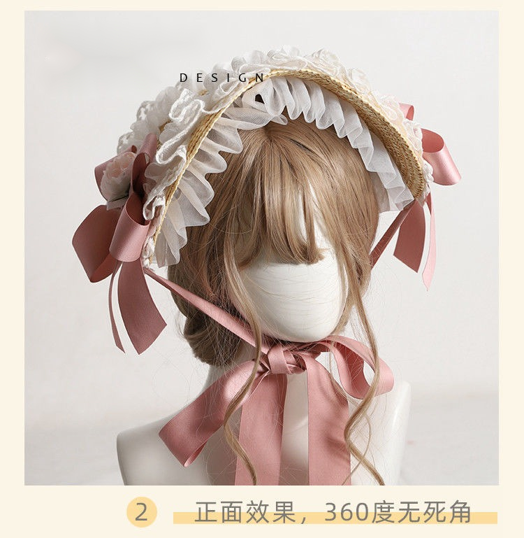 誓得lolita头饰草帽洛丽塔帽子手作波奈特多色追忆bnt原创设计田园风