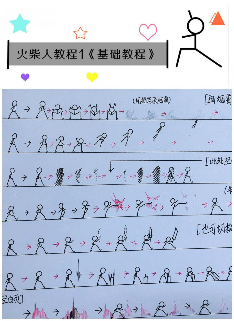 【抖音同款 】火柴人格斗教程趣味生日diy礼物手翻书动画翻页书儿童节